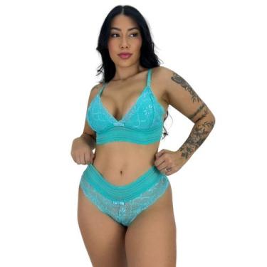 Imagem de Conjunto Lingerie Renda Transparente Sem Bojo Feminino Elegante Confor
