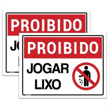 Imagem de 2 Placas De Sinalização Proibido Jogar Lixo 20x15 cm - SPORTINOX