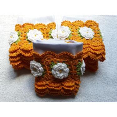 Imagem de Pano de prato barrado flores - Flor Santos Ateliê 