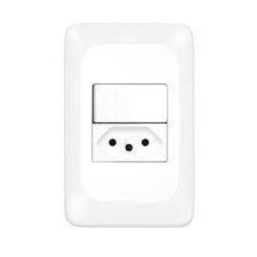 Imagem de Conjunto interruptor simples + tomada 10A 2P+T Pial Pop Legrand, Branc