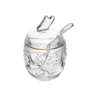 Imagem de Açucareiro Borboleta Fio De Ouro Com Tampa Colher Mantimento - LYOR