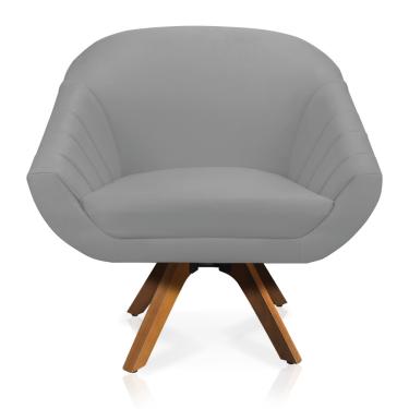 Imagem de Poltrona Giratória Giovana Suede Cinza Base Madeira MM30 D'Rossi