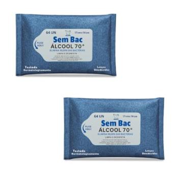 Imagem de 128Un Lenço Umedecido com Álcool 70% - SEMBAC - Elimina 99% das Bactérias - Higienização Prática e Eficiente para Mãos e Superfícies
