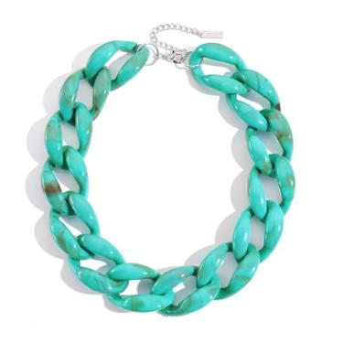 Imagem de BERYOHZ Colar de corrente de acrílico moderno com gargantilha grossa para mulheres, Acrílico, Sem Pedra Preciosa