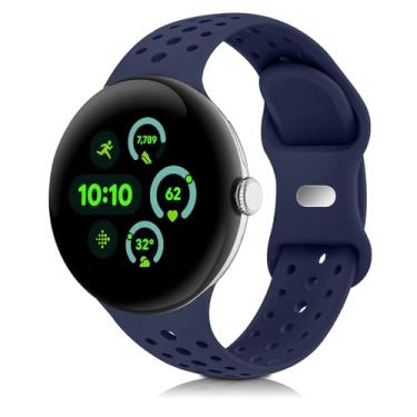 Imagem de HAYONLIY Pulseiras esportivas compatíveis com Google Pixel Watch 4/3/2/1 de 41 mm e 45 mm, pulseira respirável de silicone macio de substituição para mulheres e homens