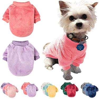 Imagem de Suéter para cães, pacote com 2 ou 3, roupas para cães, casaco de cachorro, jaqueta para cães pequenos ou médios, meninos ou meninas, suéteres ultra macios e quentes para gatos (2GG, rosa, roxo claro)