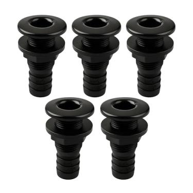 Imagem de SEAFLO Barco marítimo de encaixe de casco de 3,5 cm, polipropileno, conector de drenagem de plástico, seguro para água salgada resistente à corrosão, montagem de travessa, saída de convés de porto de