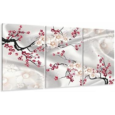 Imagem de Quadro Decorativo Flores Cerejeira Estilo 3d 120x60 3 peças