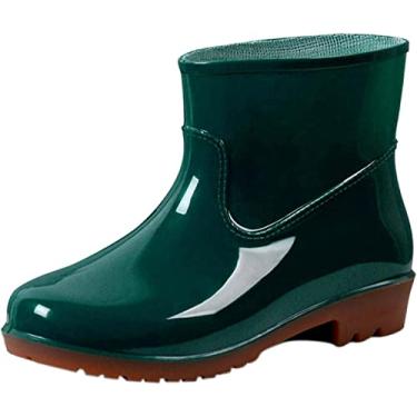 Imagem de Botas de chuva femininas cano médio botas de chuva galochas, Z03 verde, 8