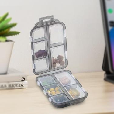 Imagem de Caixa de comprimidos portátil com 10 compartimentos, caixa de armazenamento de pílulas, recipiente diário para viagem, dobrável, pequena caixa de remédios para bolsa, vitamina óleo de peixe