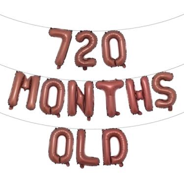 Imagem de Banner de balão multicolorido com glitter de 720 meses - Decorações engraçadas de 60 anos e festas de aniversário (chocolate de 720 meses)