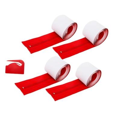Imagem de Esquirla Kit de zíper de porta instantâneo de 4 rolos, proteção eficiente contra poeira, ferramenta de corte de folha de PP incluída, zíperes versáteis de, Vermelho