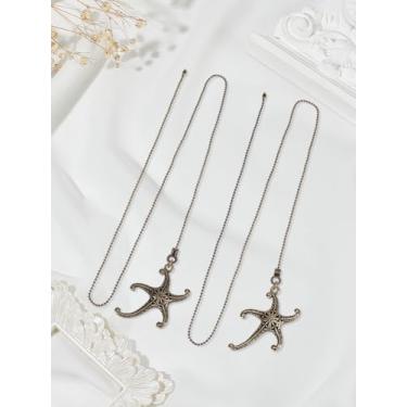 Imagem de 2 peças de extensores de corrente para ventilador de teto, estrela-do-mar, 57,5 cm, decorativo, com contas, aço sólido, corrente de puxar para lustre de mesa