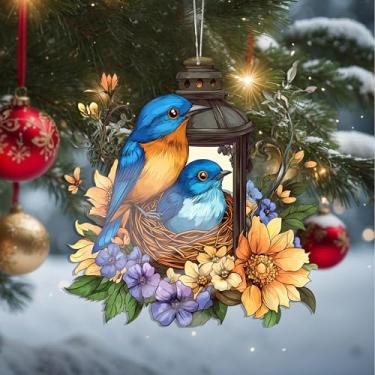 Imagem de Enfeites de Natal para pendurar em cristal, enfeites de árvore de Natal feitos à mão, decoração de carro e casa - Presentes de Natal, decoração de artesanato em acrílico, ideias de troca de presentes