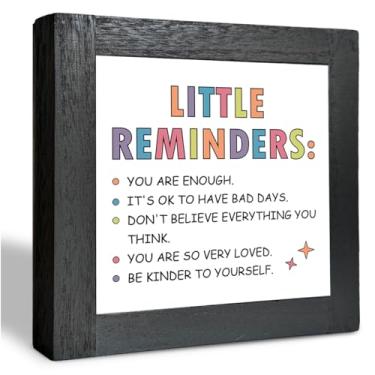 Imagem de Placa de madeira de fazenda, pequenos lembretes - sinal Be Kinder to Yourself, placa de caixa de madeira preta, placa de mesa de escritório, decoração de casa de fazenda, decoração de quarto, presente