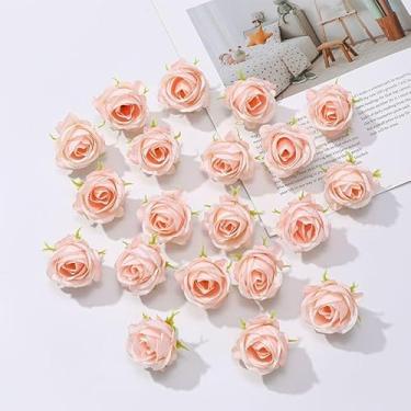 Imagem de Pequenos botões de rosa artificiais – cabeças de flores falsas de toque real para decoração de casamento, adereços de fotografia e centros de mesa de festa (rosa)