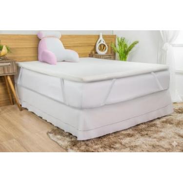 Imagem de Kit Pillow Top Espuma D20 + Almofada de Descanso Apoio lombar Travesseiro Encosto de costas para leitura na Cama em Pelúcia 50cm x60cm (PRETO) (ROSA/BRANCO, SOLTEIRO)