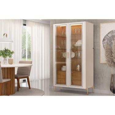 Imagem de Buffet De Sala Jantar Olivia C- 2 Portas (2 C- Vidro) 179x80cm Off White-freijó - Dj Móveis