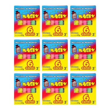 Imagem de Kit 9 Massinha De Modelar 6 Cores Magix 65g Multicolor
