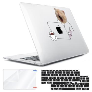 Imagem de HOHAIYOO Capa para MacBook Air 13 polegadas 2018 2019 2020 2021 2022 versão A2337 M1 A2179 A1932 Retina Display & Touch ID, capa rígida de plástico + capa de teclado + protetor de tela + capa de