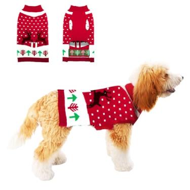 Imagem de TONY HOBY Suéter de Natal para cães, moletom quente para cachorro, pulôver de clima frio, malha clássica, roupas grossas e quentes para animais de estimação, casaco de inverno para cachorrinhos (G