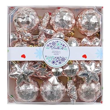 Imagem de 28 peças de enfeites de bola de Natal, decoração de árvore pendurada à prova de estilhaçamento para festa de Natal, decoração de casa, decoração sazonal (rosa claro)