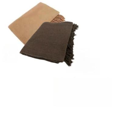 Imagem de Kit 2 Mantas para Sofá Gigante 100% Algodão – Manta Decorativa e Protetora para Sala de Estar (1 Caramelo Lisa + 1 Marrom E)