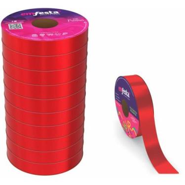 Imagem de Fita Poli Lisa 15MM X 50M Vermelha Pacote com 10 Rolos - Emfesta