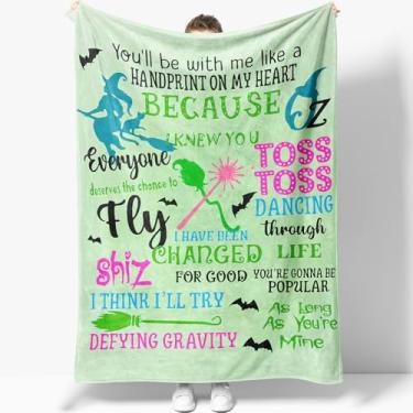 Imagem de Chapéu Elphaba 127 x 101 cm, cobertor de flanela verde bruxa Glinda, cobertor de terra de filme mágico, vassoura rainha presente maligno, cobertor macio quente para todas as estações, cobertor macio e