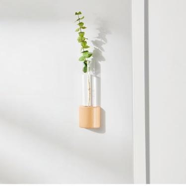 Imagem de Vaso magnético para geladeira com design de tubo de ensaio, suporte de parede para ervas e flores hidropônicas, acessório decorativo de geladeira para cozinha e casa