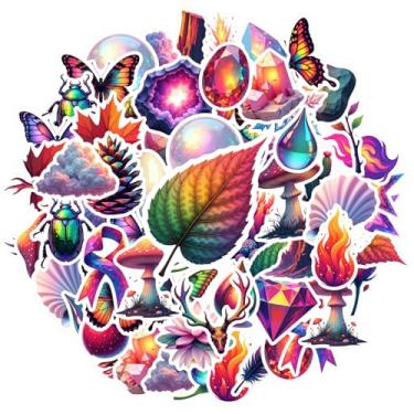 Imagem de 50 peças, natureza, animais, fantasia, geometria, colorido, animais, adesivos, faça você mesmo, cogumelo para laptop, bagagem, álbum de recortes, diário, adesivo, celular, laptop, scrapbook, bicicleta