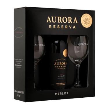 Imagem de Vinho Aurora Reserva Merlot 750ml com 2 Taças