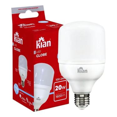 Imagem de 2X Lampada Led Globe 20W 6.500K Branca Fria Base E27 Kian