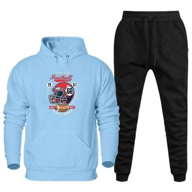 Imagem de Conjunto Moletom Plus Size Tamanho Grande Canguru Capuz Estampado Com Calça Basica Cordao Ajustavel