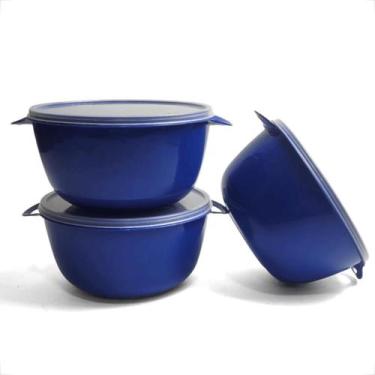 Imagem de Pote Plástico BOWL Marmita 1 Litro Tampa Cristal - GP Plástico, Azul E