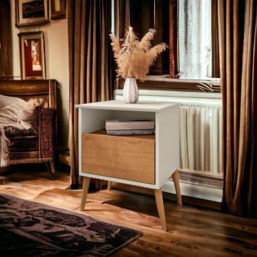 Imagem de Mesa De Cabeceira Cancun Off White E Naturalle Bechara