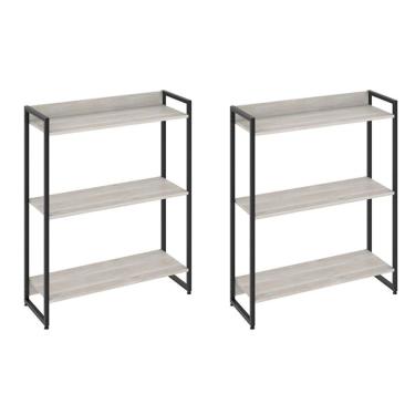 Imagem de Kit 2 Estantes Escritório 3 Prateleiras 104x80cm Snow