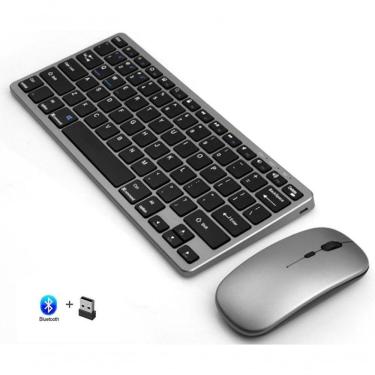 Imagem de Kit Teclado E Mouse Sem Fio Bluetooth + 2.4ghz Bateria Recarregavel