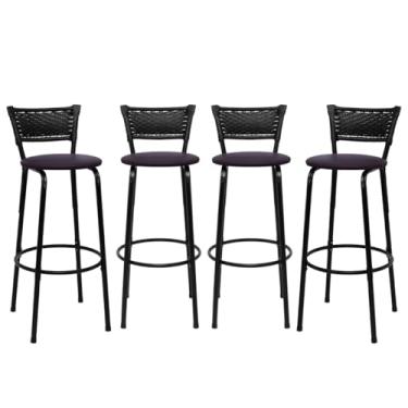 Imagem de Conjunto Premium Cadeiras Banquetas Bancos Gourmet Bistrô Americana Bancada Bar 4 Unidades - Itagold (Marrom Escuro)