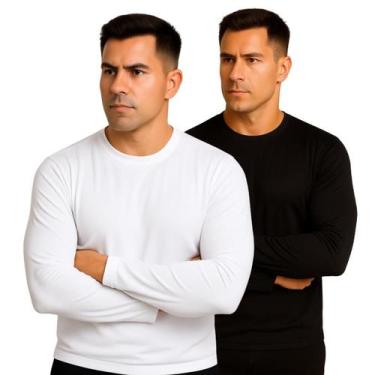 Imagem de Kit 2 Camisetas DryFit Manga Longa Masculina Academia Termica Proteção