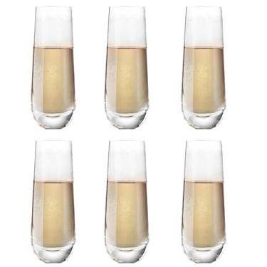 Imagem de Sihanoukville 6 peças de taças de cristal de champanhe sem haste. Copos de champanhe de 270 ml. Conjunto de copos de coquetel, copos de água, copo alto, copos de bar. Ótimo para casamentos e festas