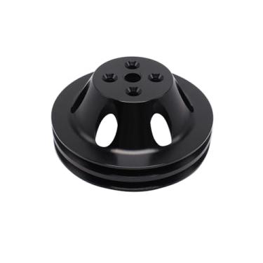 Imagem de 1 peça SHLPDFM Black Big Block Chevy BBC Double Groove Polia de bomba de água curta compatível com bloco grande Chevy 396 454