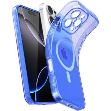 Imagem de Svanove Capa magnética transparente para iPhone 16 Pro Max, compatível com Magsafe Slim Fina Transparente Mag Safe Case para mulheres, meninas, fofa, brilhante, fluorescente, de silicone macio com
