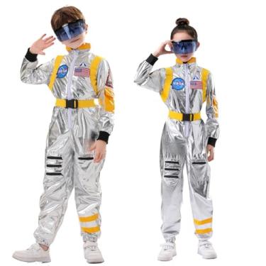 Imagem de OTUIZEM Fantasia de astronauta para crianças – Macacão espacial com óculos, fantasia infantil de astronauta de Halloween para cosplay