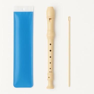 Imagem de Flauta Doce Soprano Germânica, Resina, Bege, 38 cm x 6 cm x 9 cm, para Musicalização Infantil e Iniciantes, Instrumento Musical Escolar