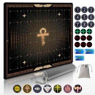 Imagem de Cylvenor for YuGiOh! Duel Disk Playmat – 24x24 Inches, Non-Slip, 21 Damage Counters & Storage Bag Included” (Millennium Key)
