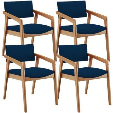 Imagem de Kit 04 Cadeiras Para Sala De Jantar Estar Living Giorgia B04 Suede Azul Marinho - Lyam Decor