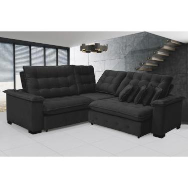 Imagem de Sofá Manchester 2.63x2.63m De Canto, Retrátil E Reclinável - Preto
