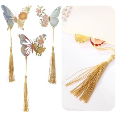 Imagem de Marcadores de livro L, marcadores de página borboleta de metal vazado, com página emergente para detalhes Bth 4P FLW in Ya