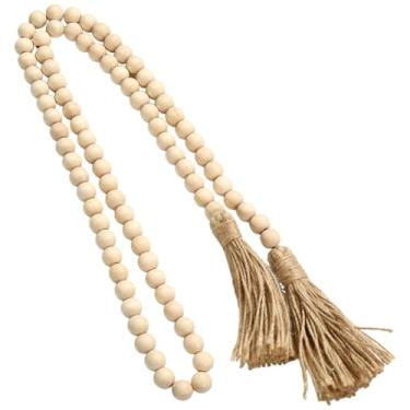 Imagem de 84 contas de madeira decorativas, borlas incluídas, 55 em 149,9 cm (140 cm-150 cm), berloque rústico de fazenda para prateleiras mesas de centro, lareiras, acentos